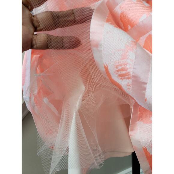 Bebe Flare Skirt Womens Small Pink Floral Sheer Striped Pleated Classic Back Zip - Picture 12 of 12